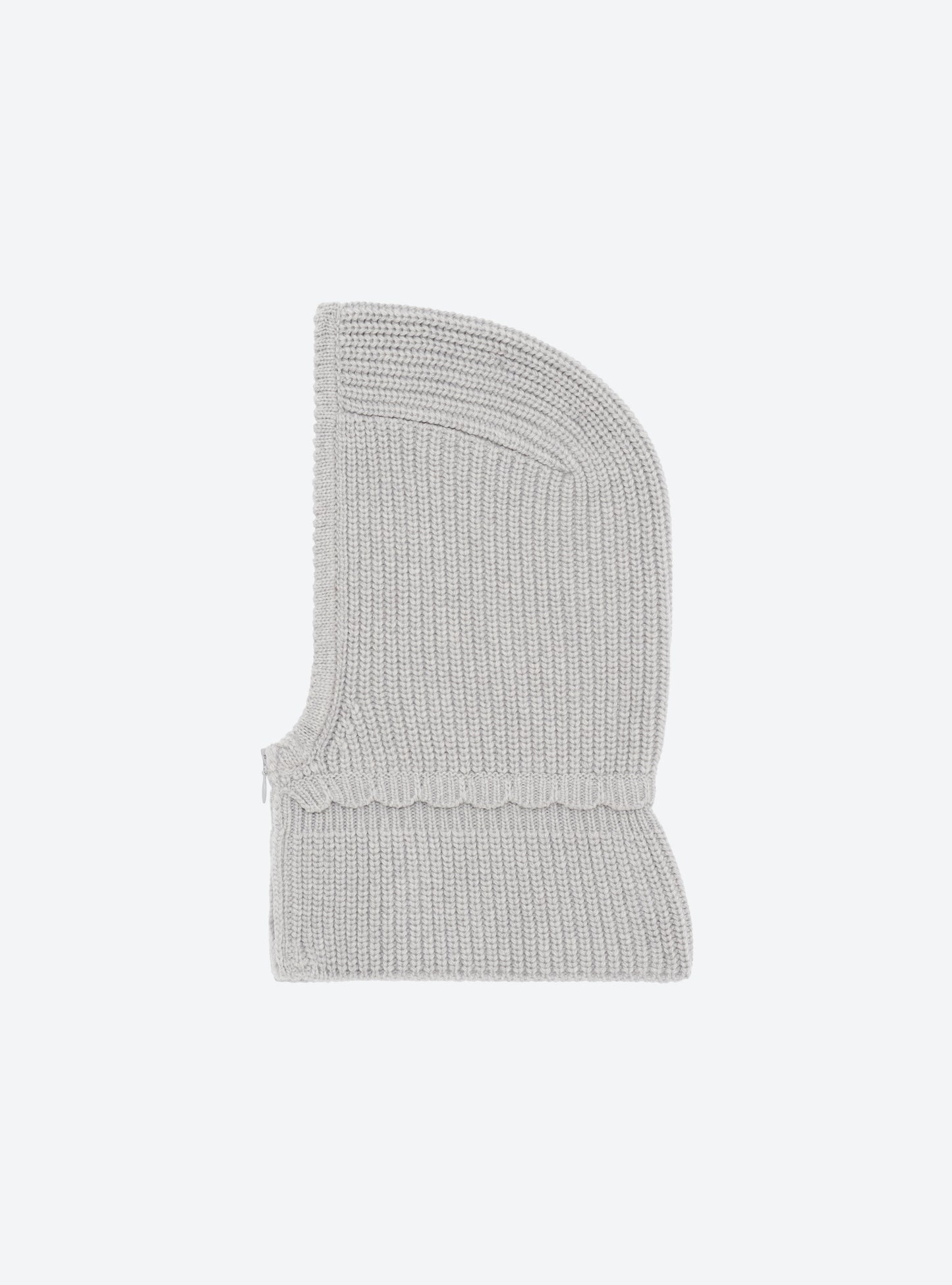 Cagoule zippée maille côtelée gris souris - Vêtement en maille de luxe Molli_packshot