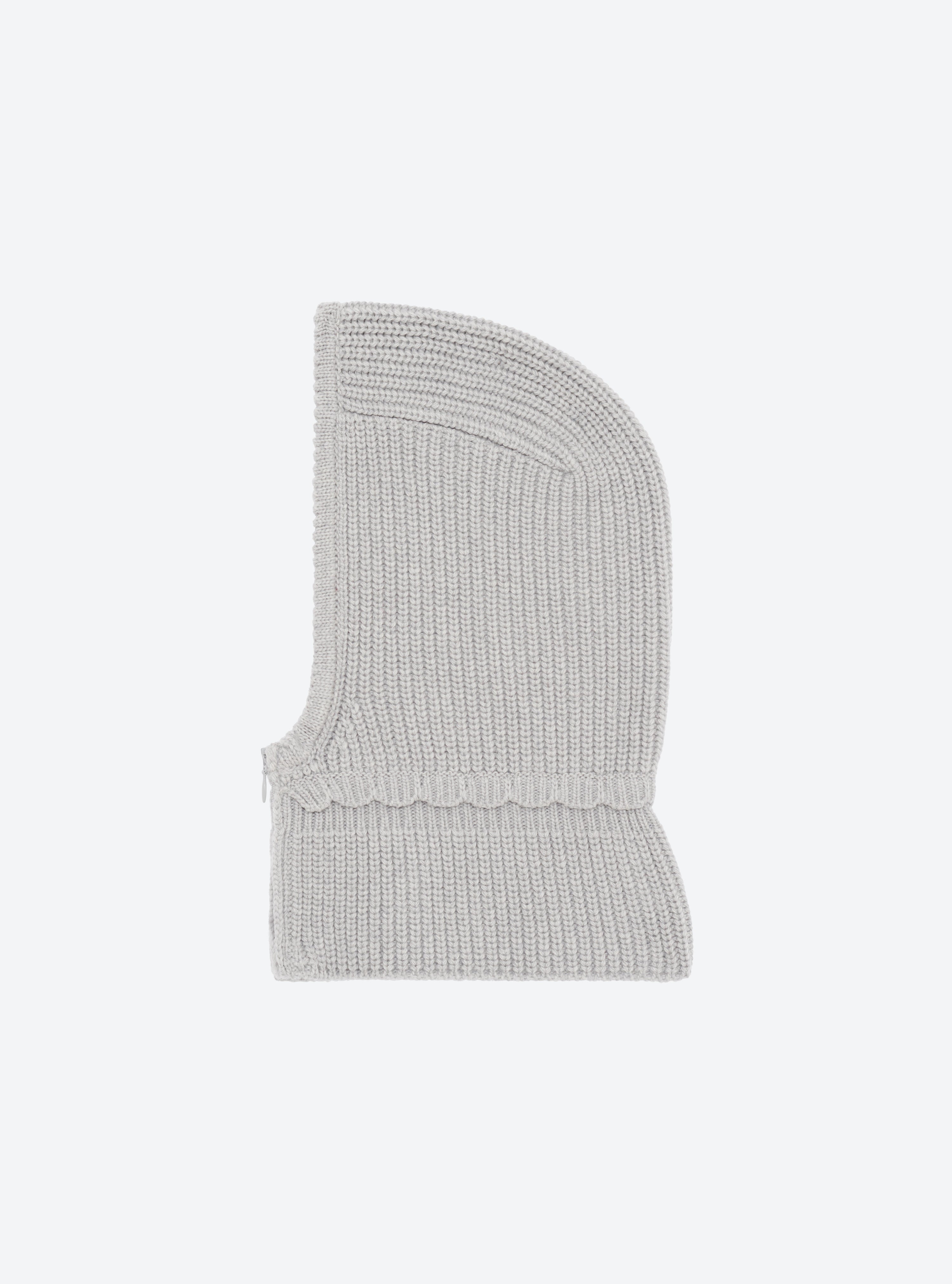 Cagoule zippée maille côtelée gris souris - Vêtement en maille de luxe Molli_packshot