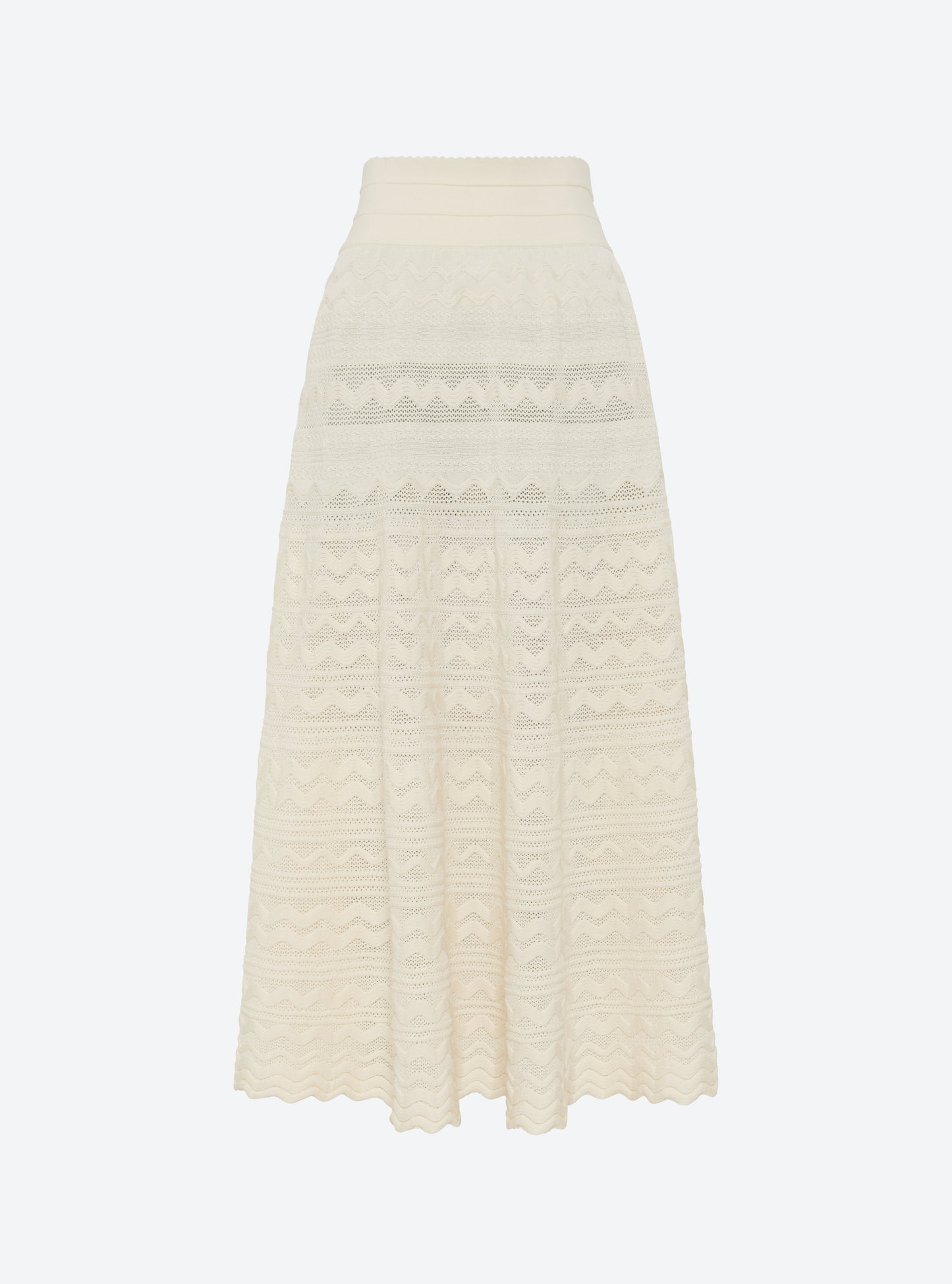 Jupe longue maille croquet Naturel - Vêtement de luxe femme