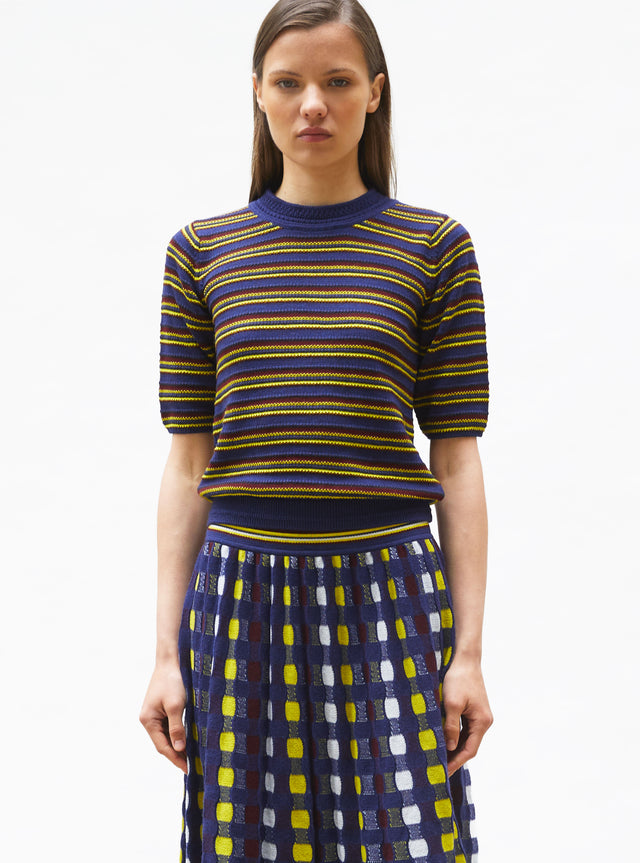 fine knit top with colorful stripes - Image principale