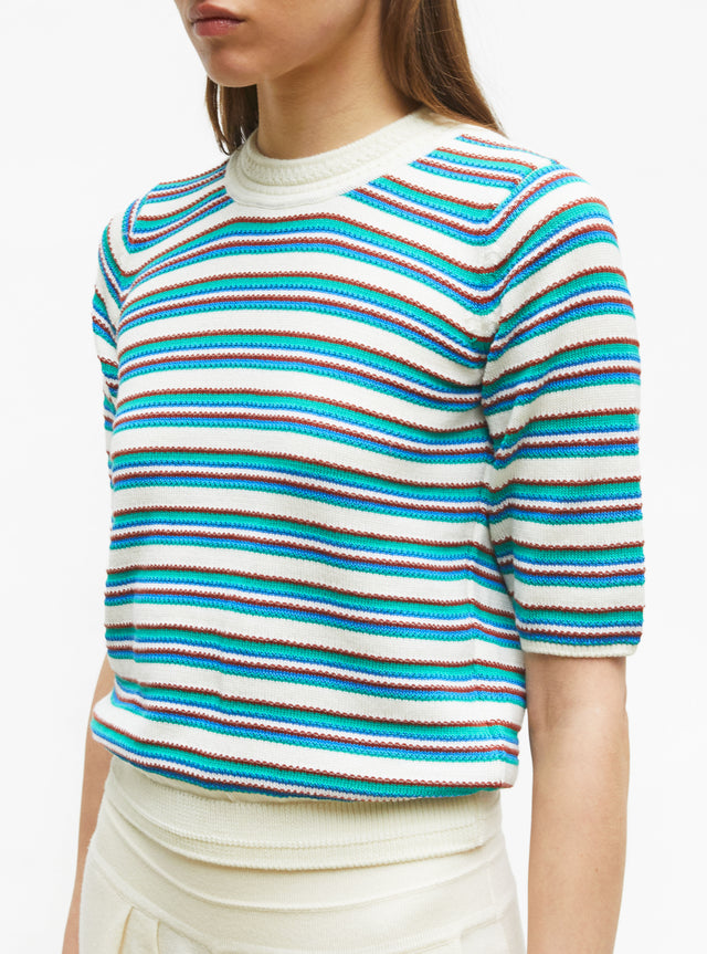 fine knit top with colorful stripes - Image principale