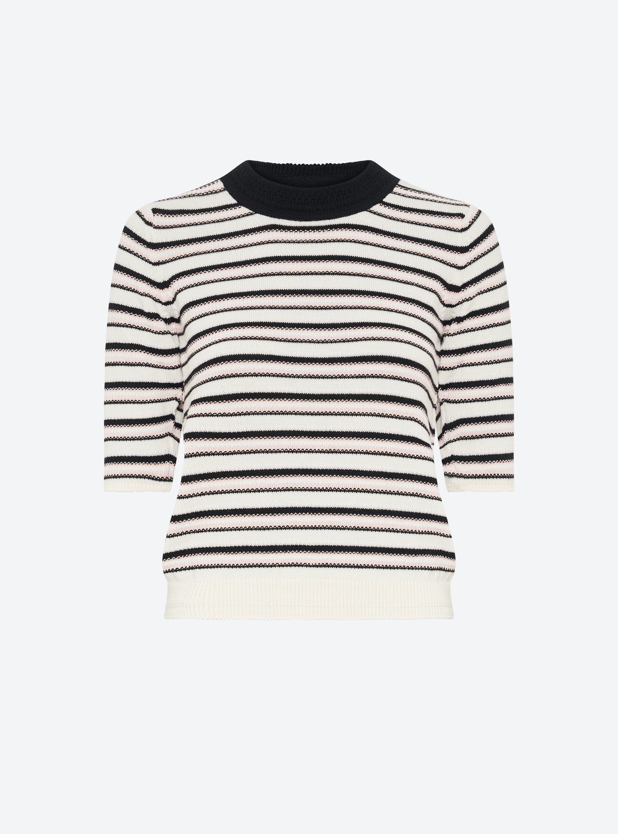 Top fin maille rayée colorée Divin Noir Profond Nude  - Vêtement de luxe femme