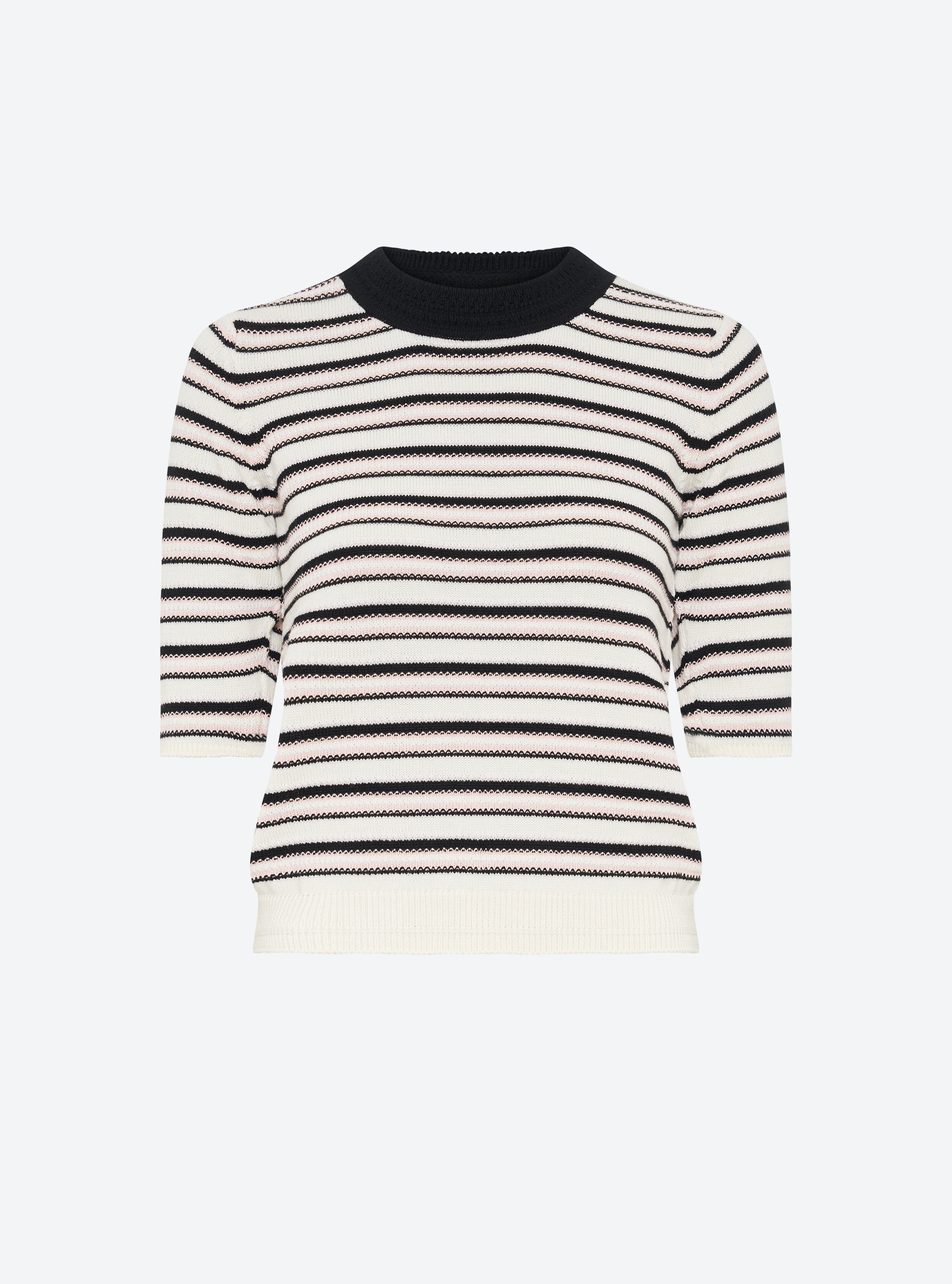 Top fin maille rayée colorée Divin Noir Profond Nude  - Vêtement de luxe femme