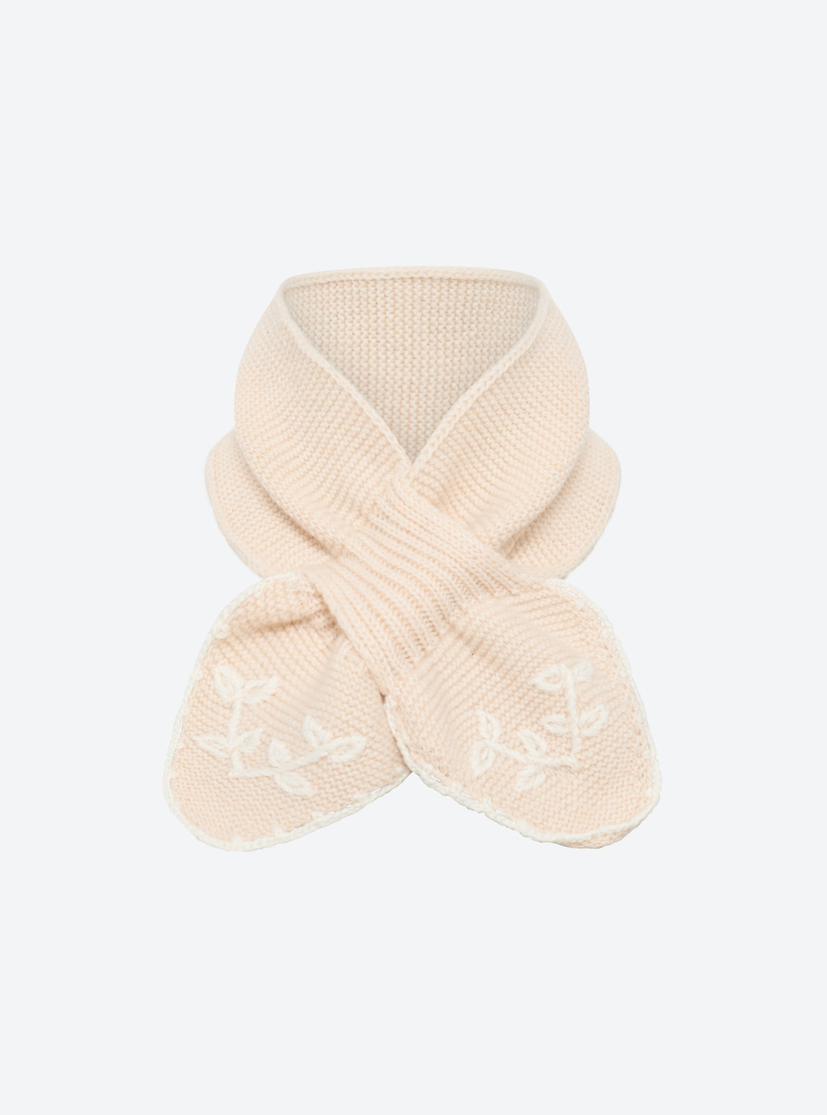 Tour de cou brodé main dune-naturel - Vêtement de luxe femme