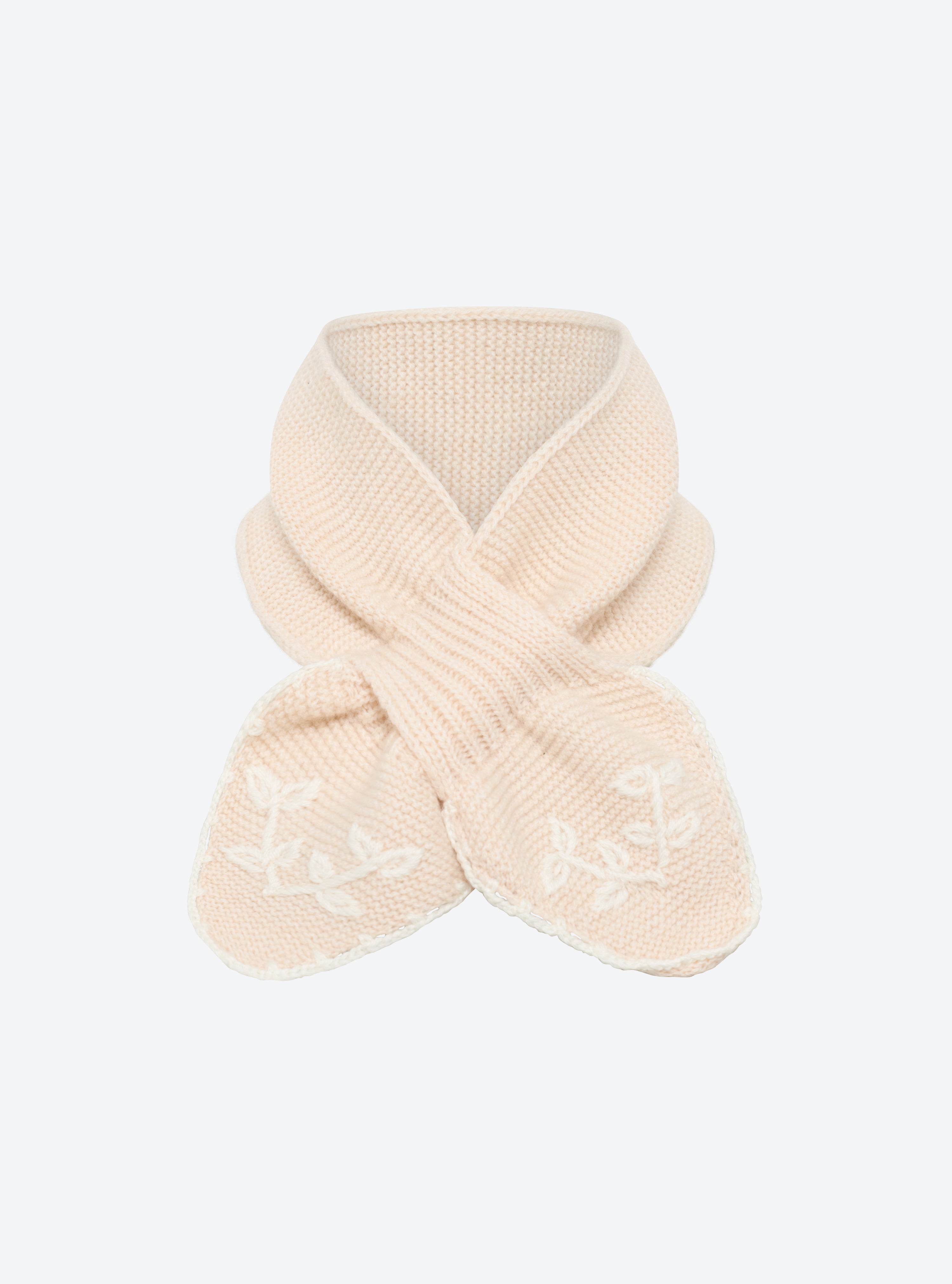 Tour de cou brodé main dune-naturel - Vêtement de luxe femme