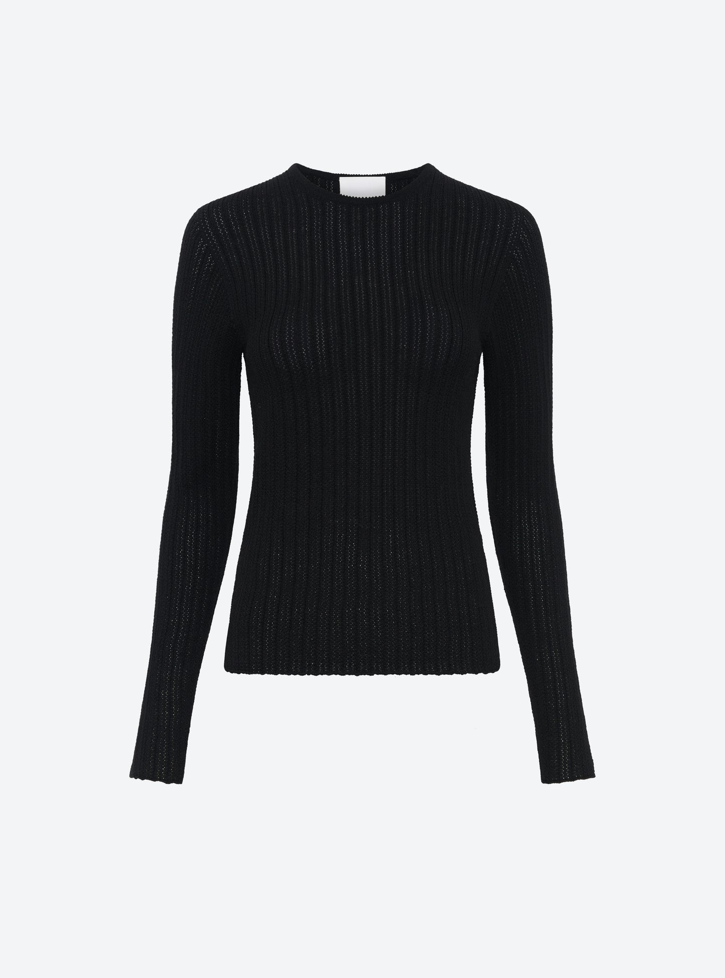 Top fin maille pointelle Noir profond - Vêtement en maille de luxe Molli