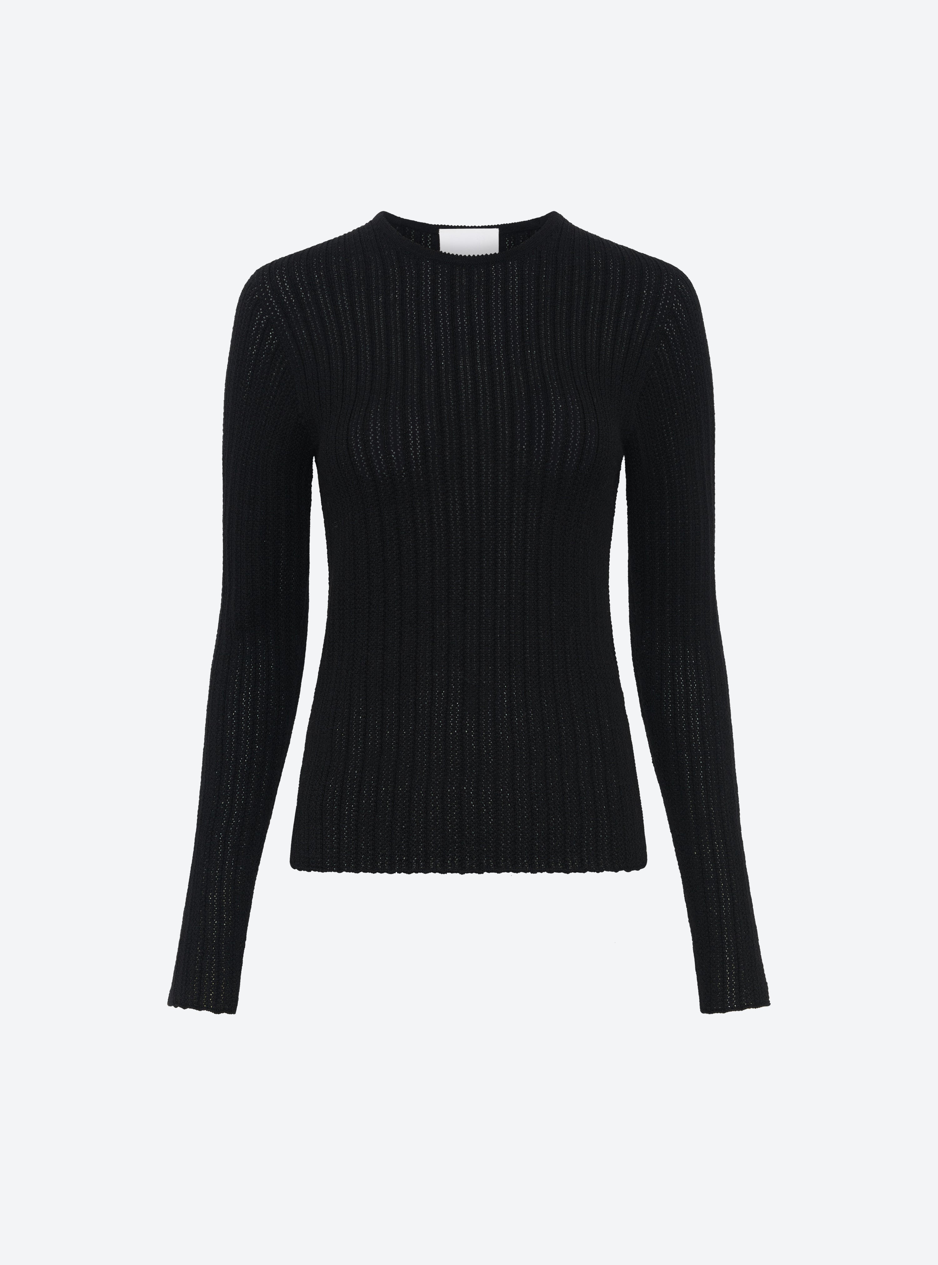 Top fin maille pointelle Noir profond - Vêtement en maille de luxe Molli
