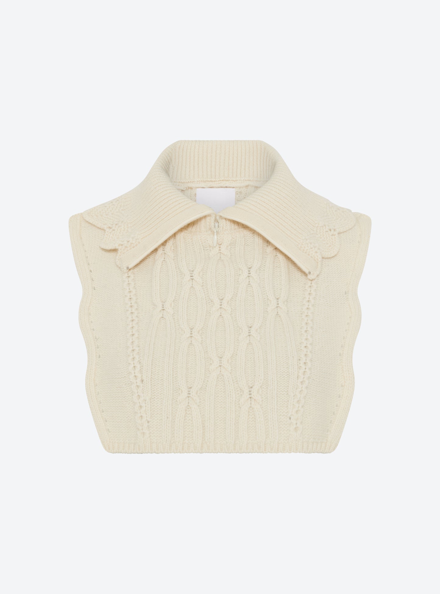 Plastron maille col zippé naturel - Vêtement en maille de luxe Molli_packshot
