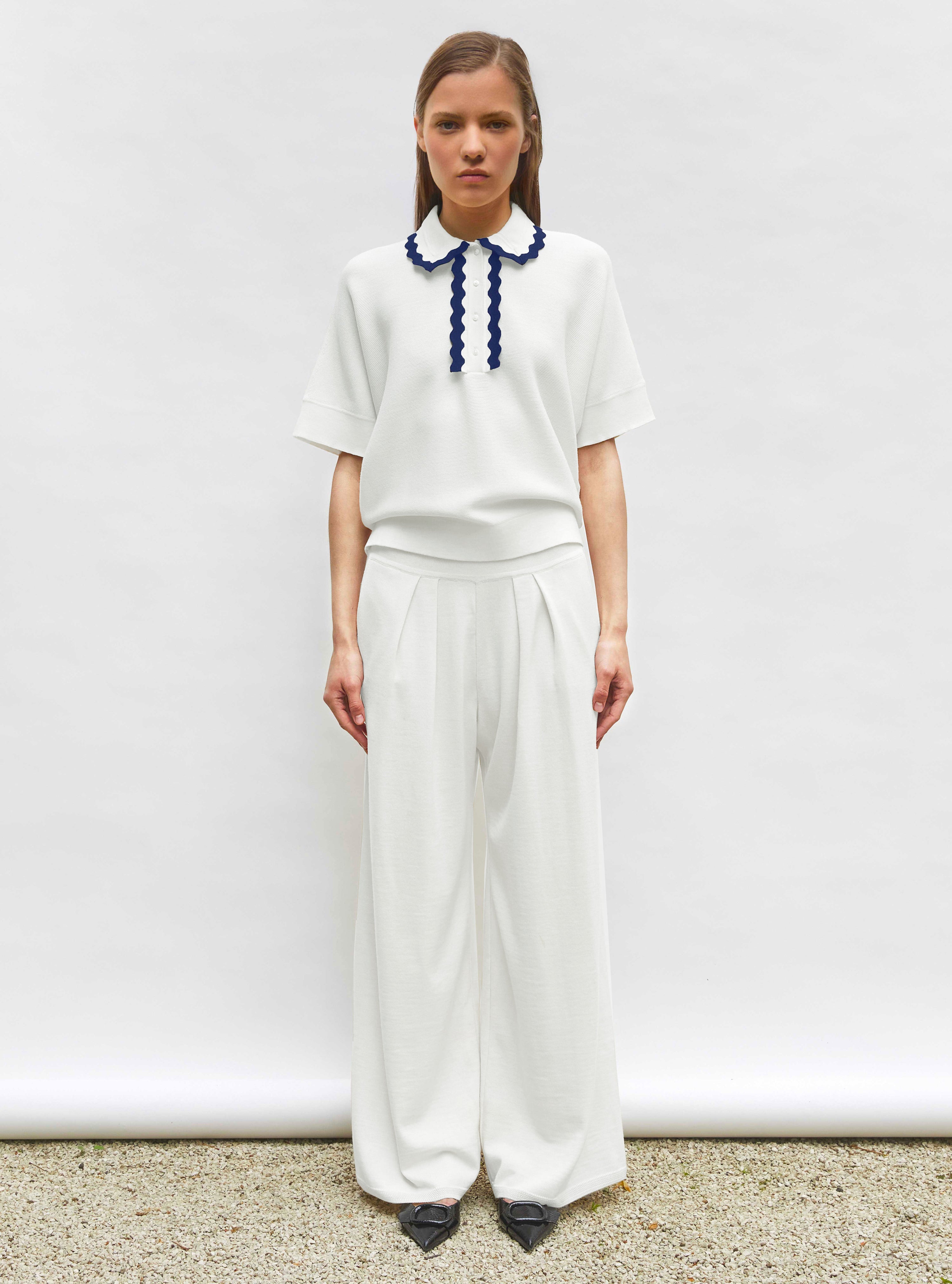 Pantalon fluide maille milk - Molli_face