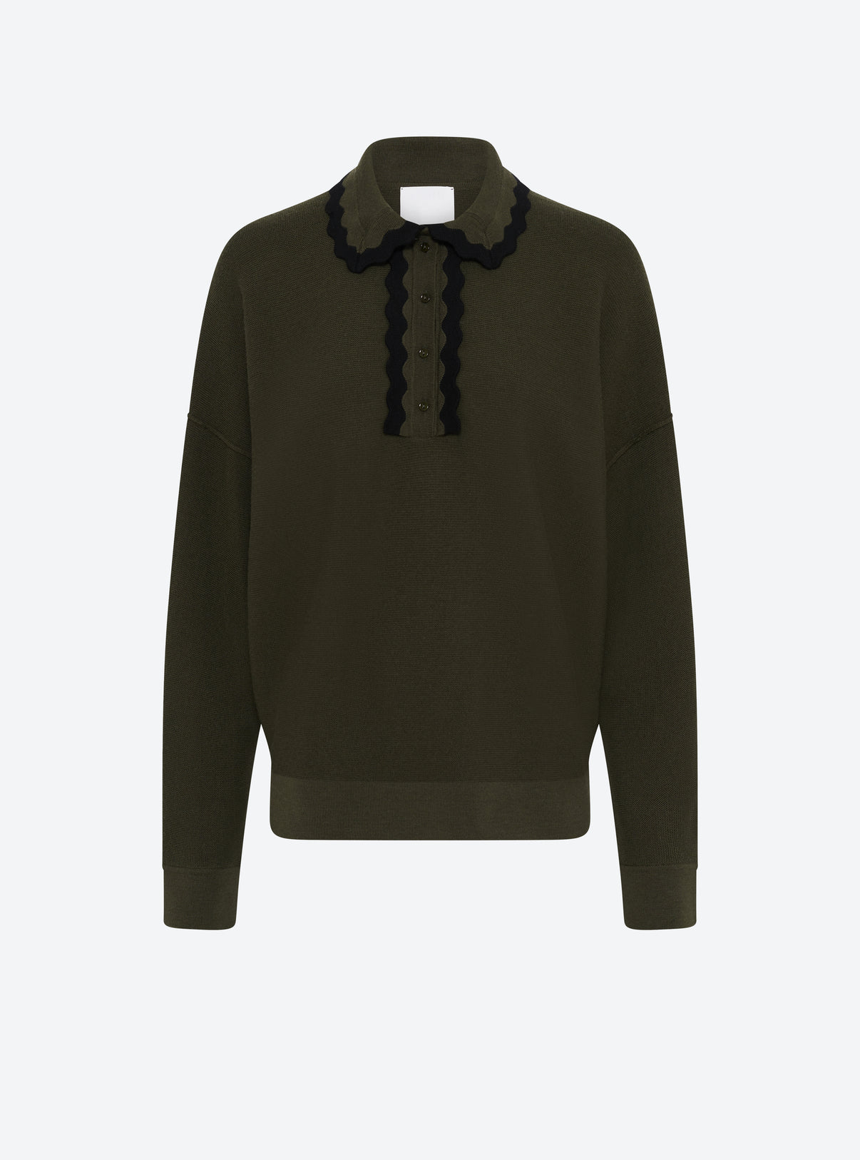Chemise maille col croquet kaki - Vêtement en maille de luxe Molli