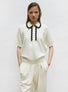 Top ample maille col croquet naturel noir-profond - Molli
