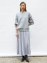 Jupe délicate maille ondulée gris chiné clair - Jupe de luxe