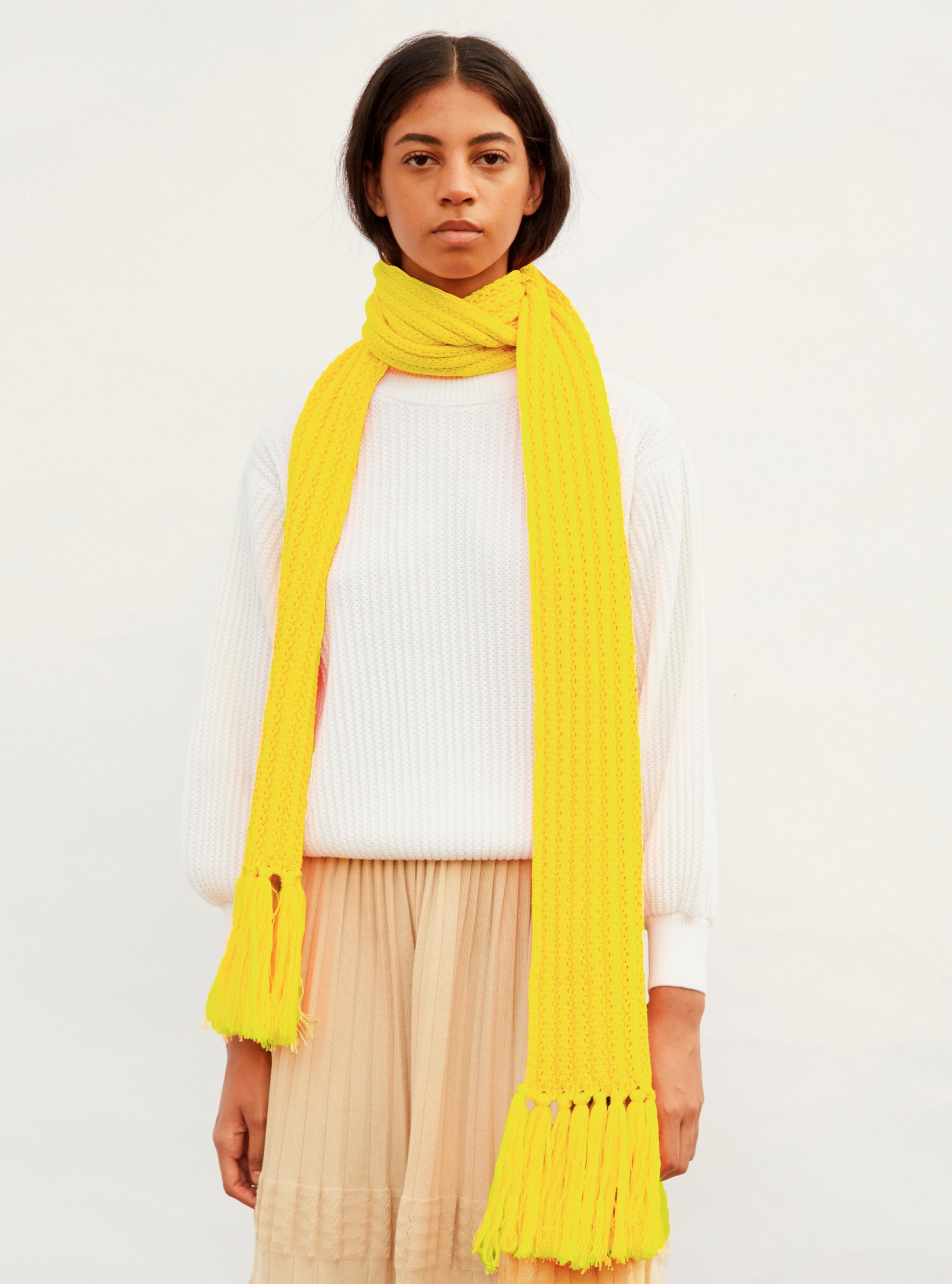 Echarpe longue à franges  - Vêtement en maille de luxe Molli