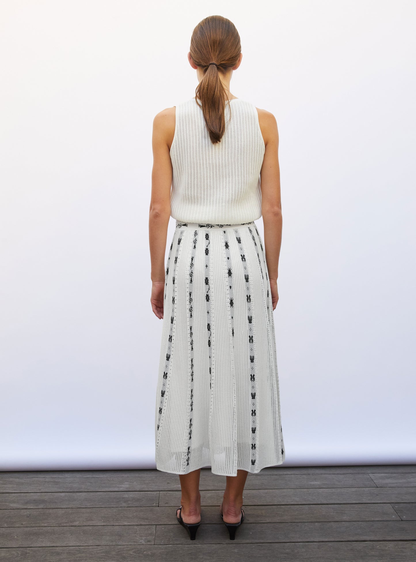 Jupe longue maille grigri milk-noir profond - Molli