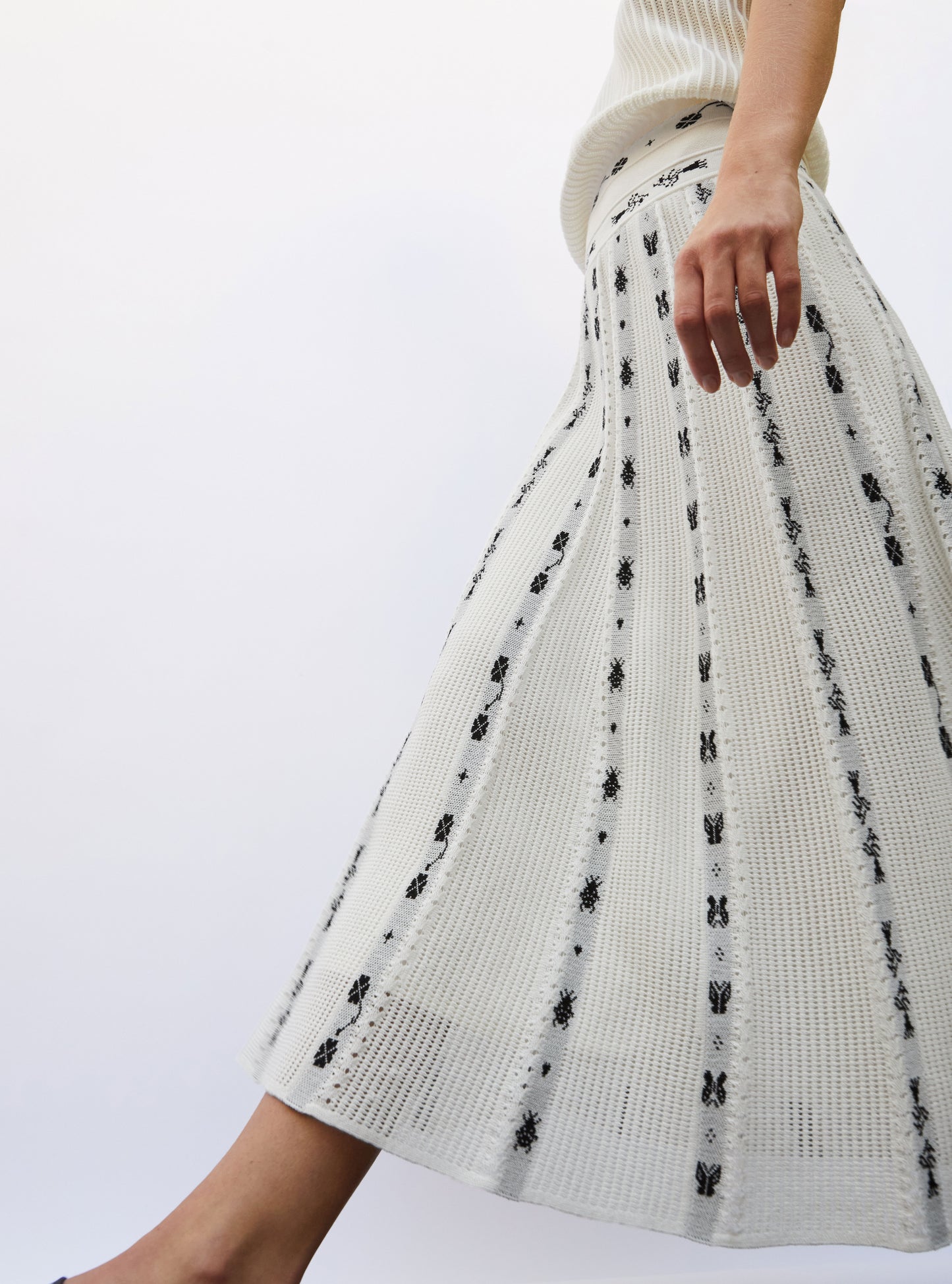 Jupe longue maille grigri milk-noir profond - Molli