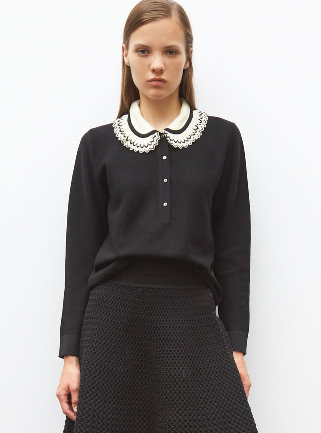 chemise en maille col volanté - Image principale