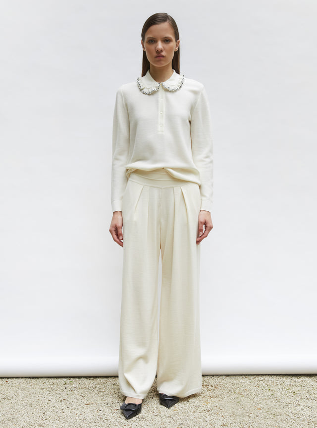 knit shirt with ruffled collar - Image principale