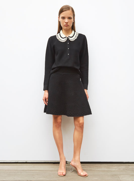 ruffled collar knit shirt