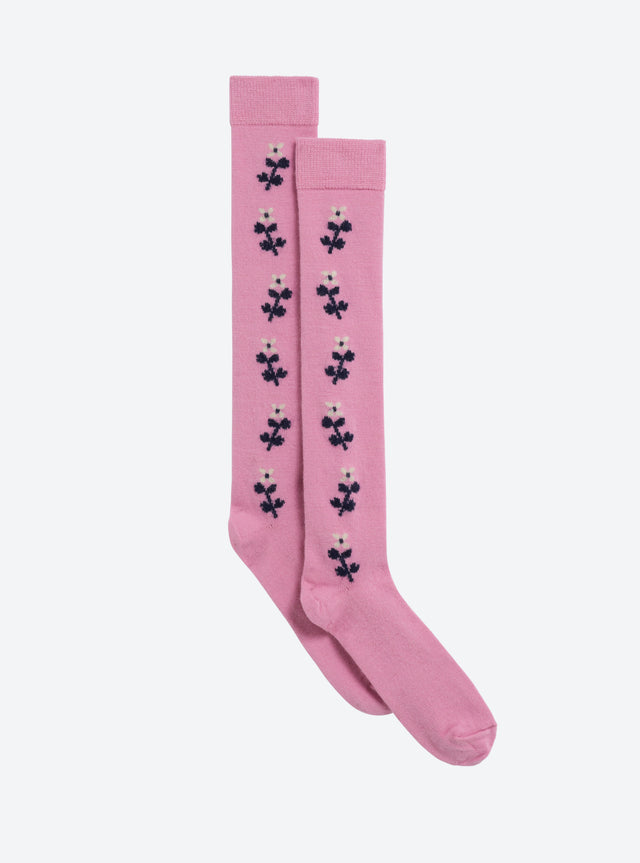 Chaussettes jacquard fleurs - Image principale
