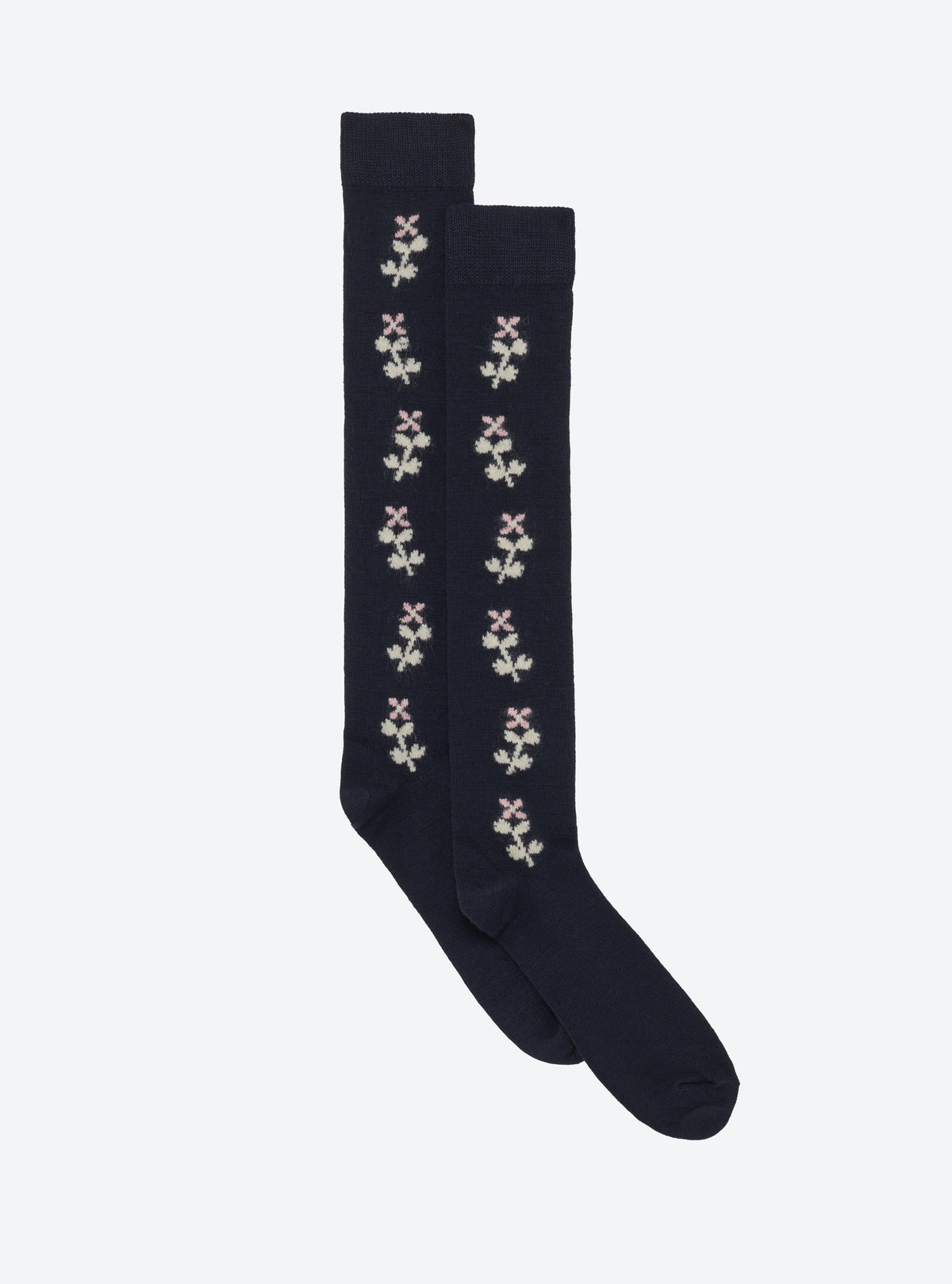 Chaussettes jacquard fleurs nuit naturel cadillac - Molli_packshot
