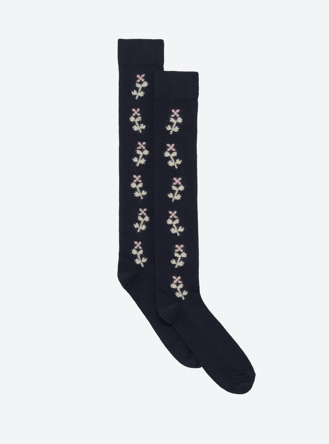 Chaussettes jacquard fleurs - Image principale