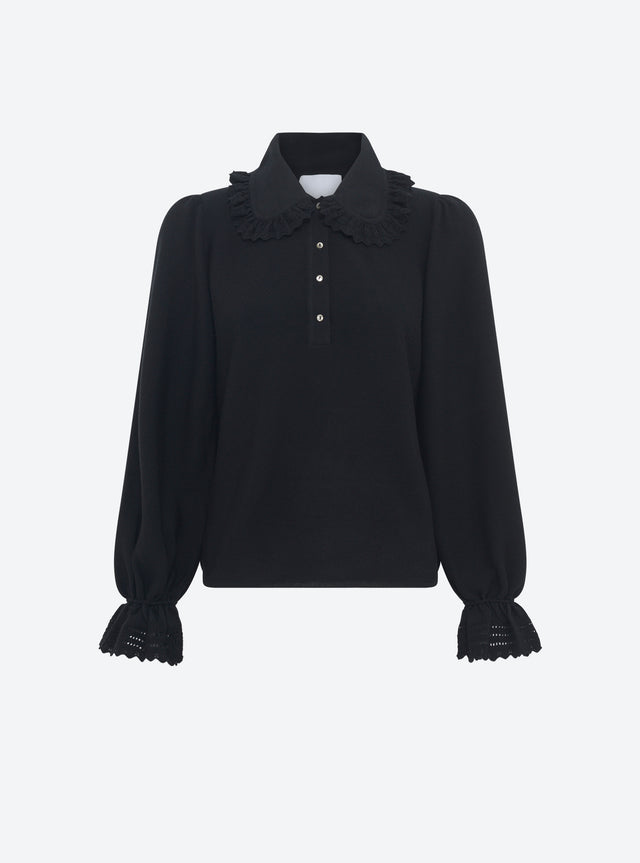 blouse en maille col dentelle - Image principale