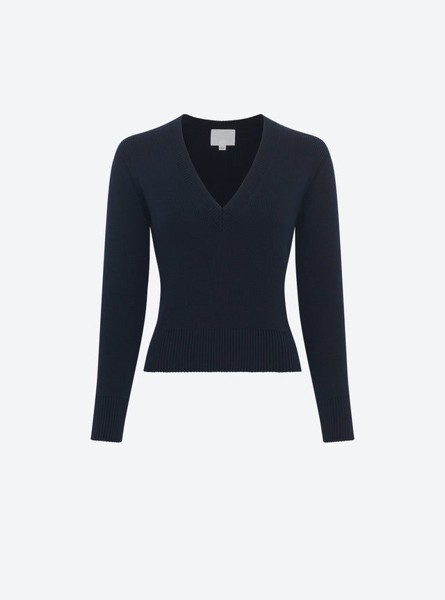 pull col v maille pleine - Image principale
