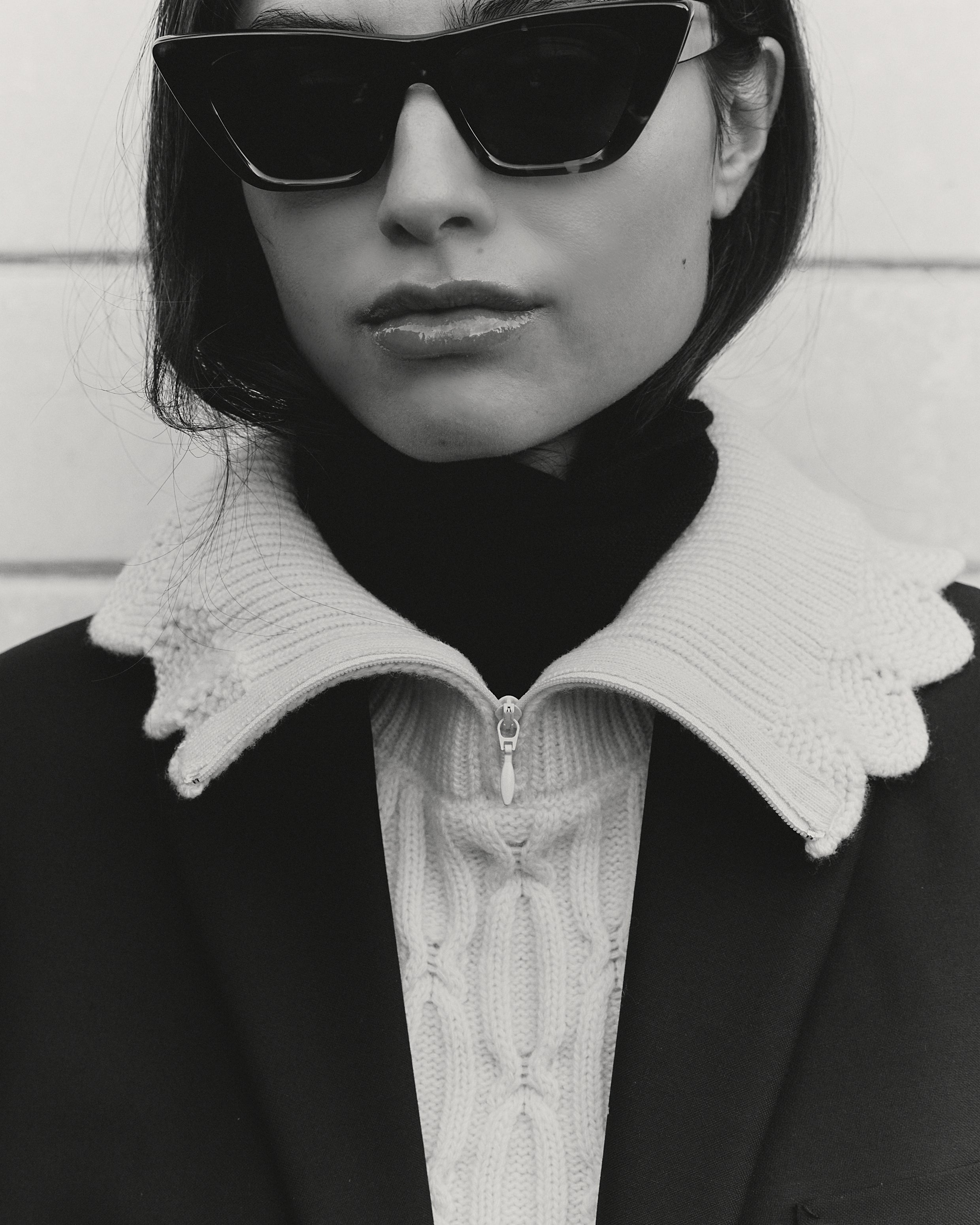 Plastron de luxe femme - Plastron maille col zippé naturel