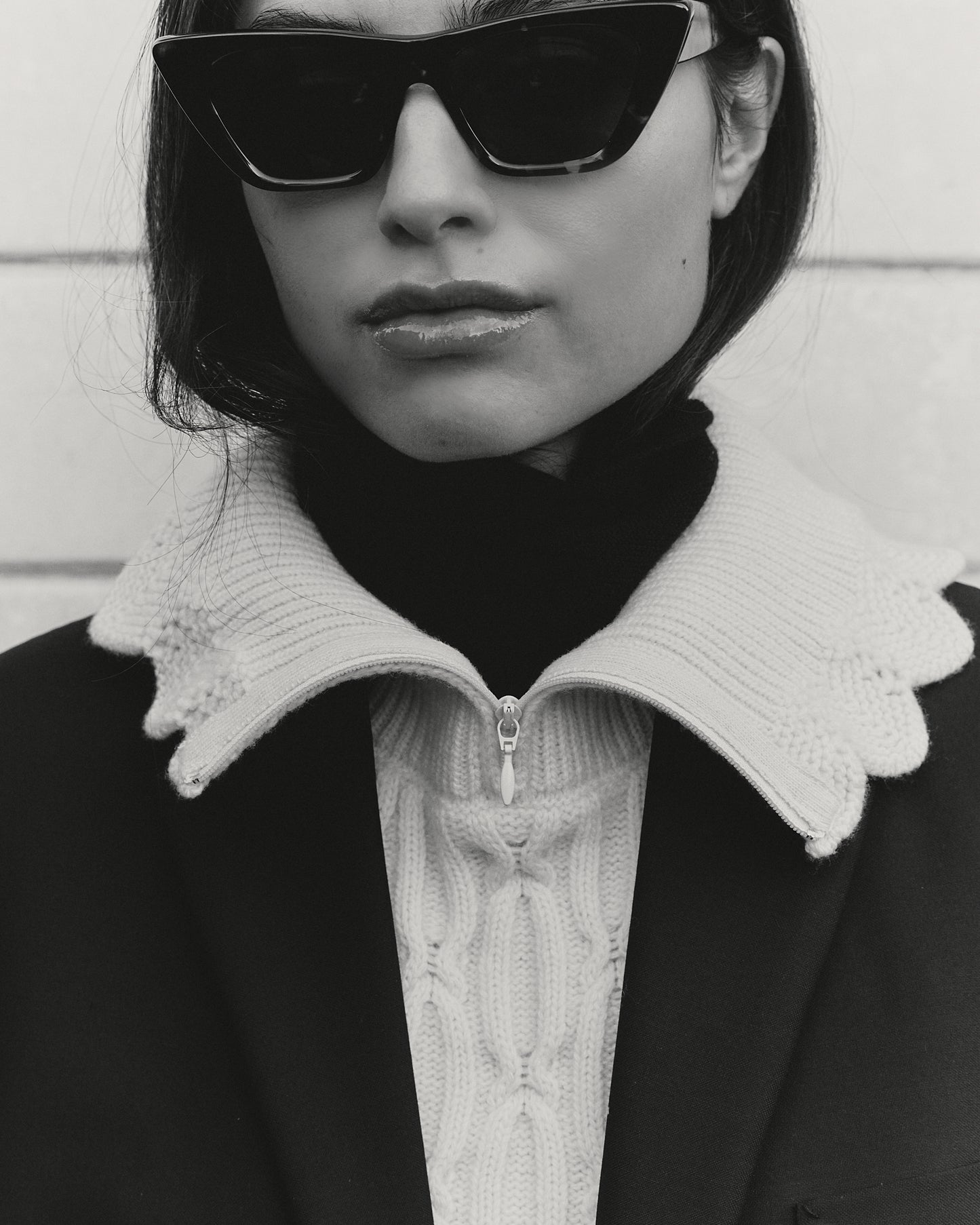 Plastron de luxe femme - Plastron maille col zippé naturel