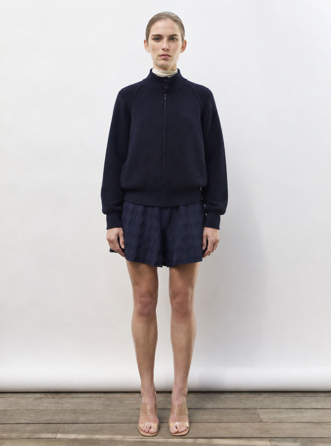 Veste ample zippée col montant nuit vêtement de luxe femme
