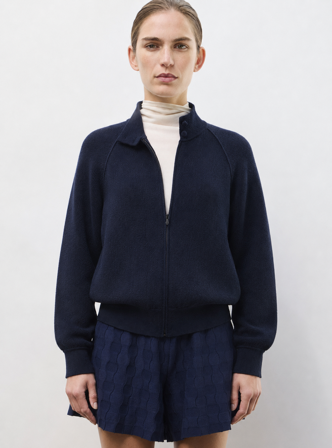 Veste ample zippée col montant nuit vêtement de luxe femme