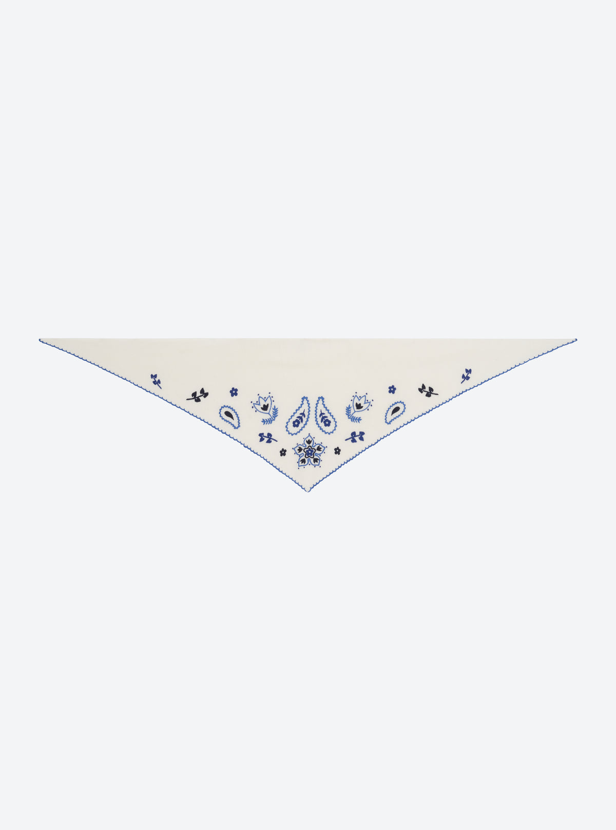 Grand bandana brodé maille naturel multico bleu - Molli