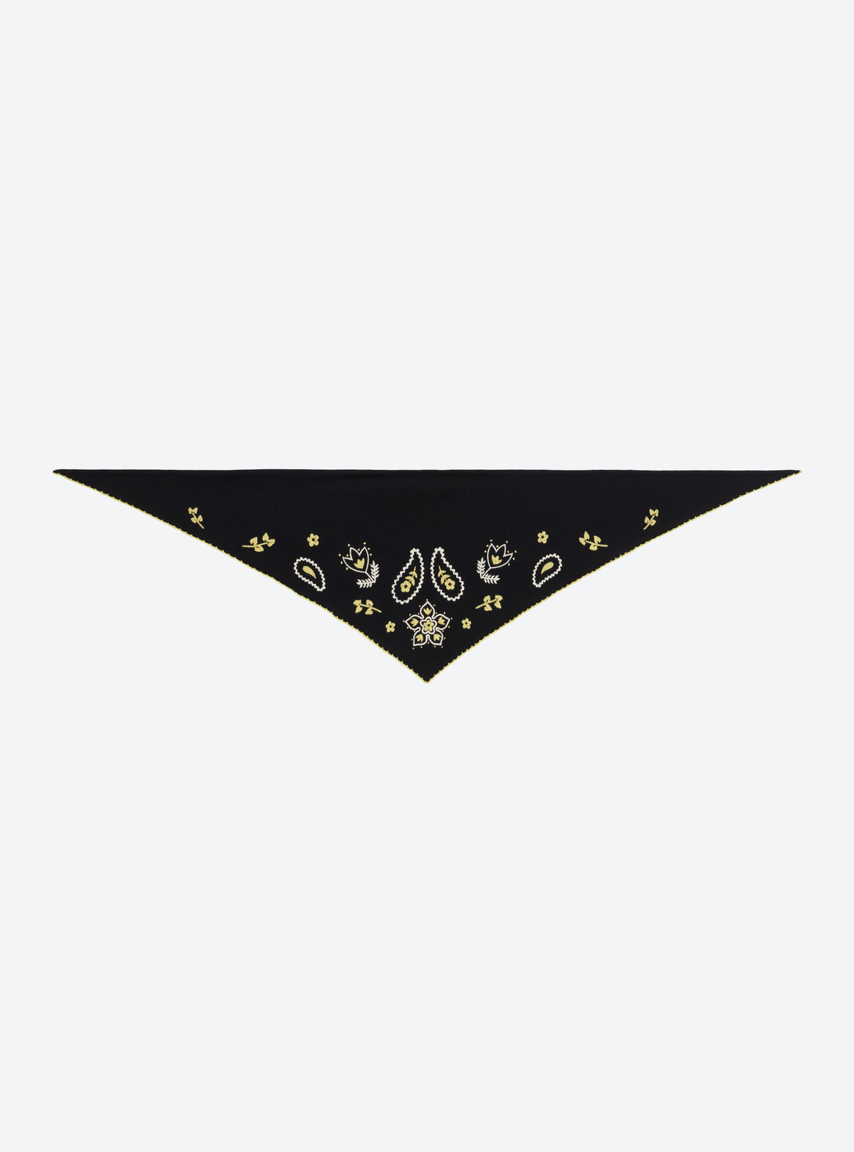 Grand bandana brodé maille noir naturel or - Molli
