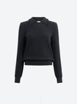 Top fin maille col volante