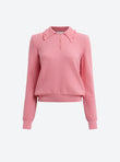 Top fin maille col volante