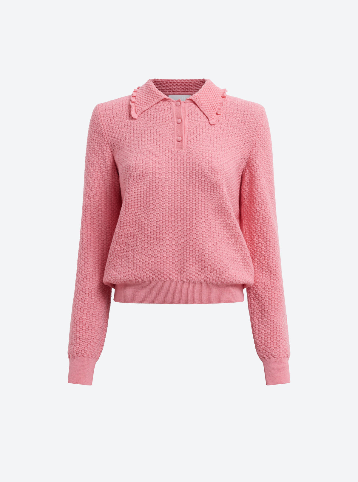 Top fin maille col volante - rose cadillac - Molli_packshot