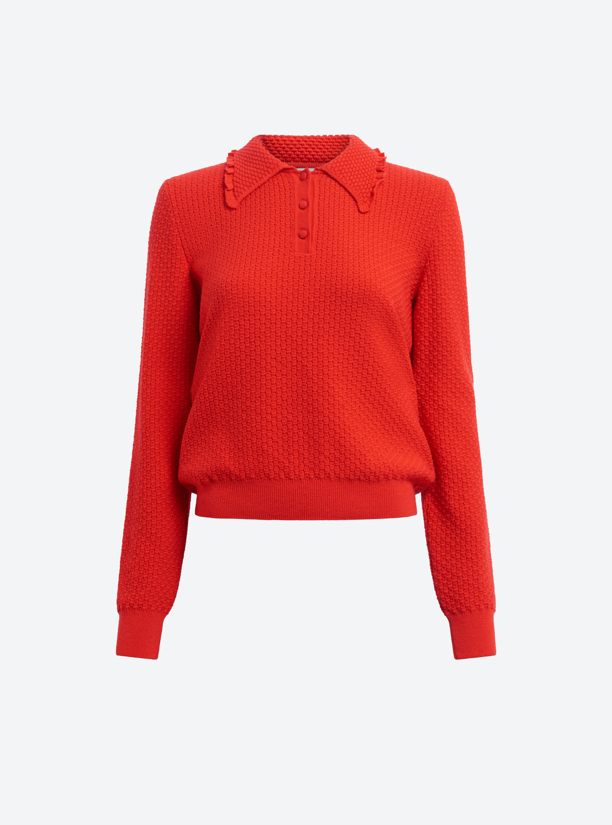 Top fin maille col volanté -rouge vif - Molli_packshot