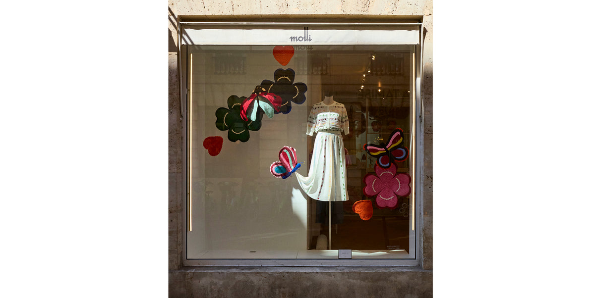 Vitrine Grigri Molli, décor en maille au crochet