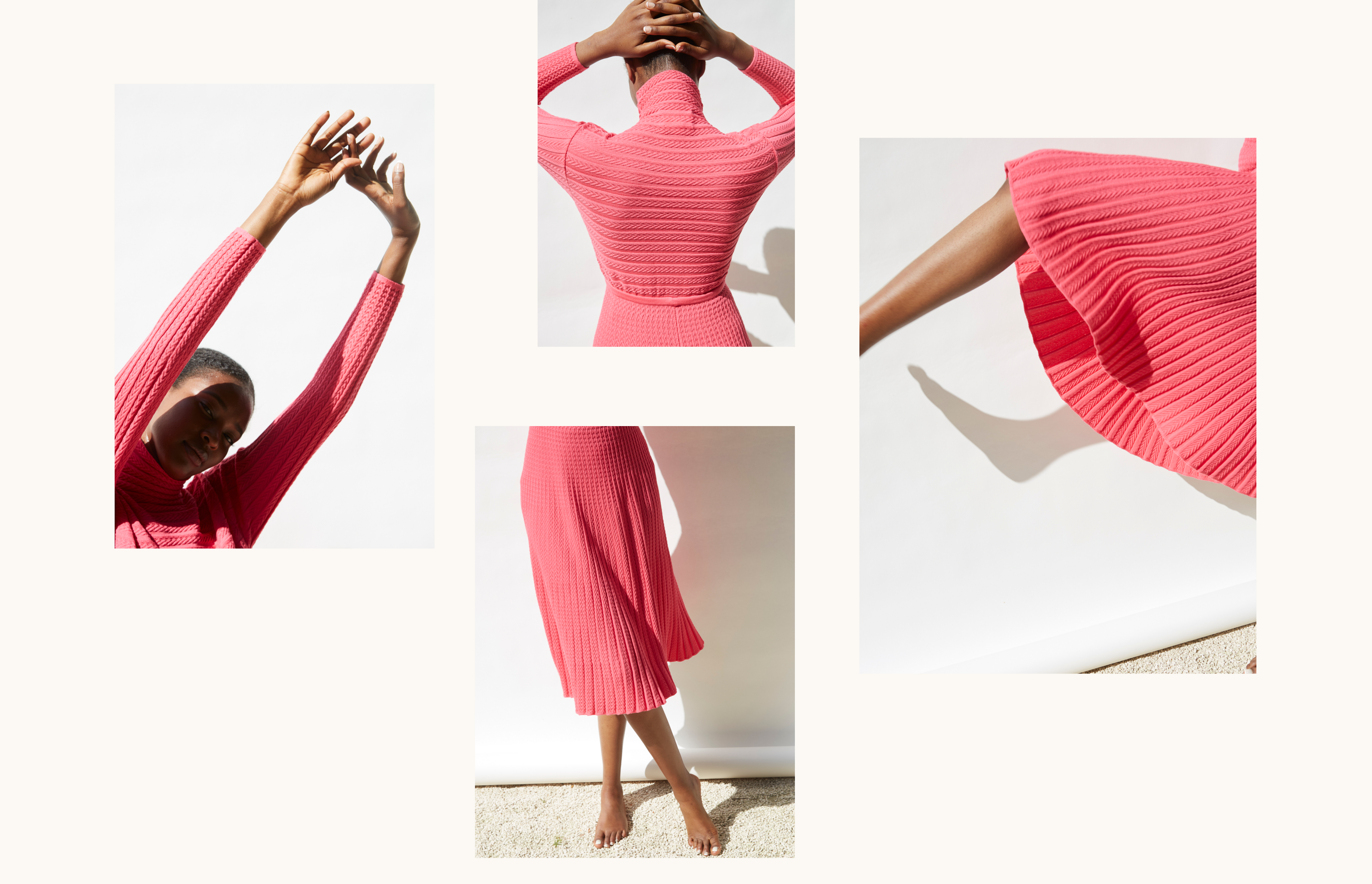 femme portant la robe en maille fine molli rose cosmo