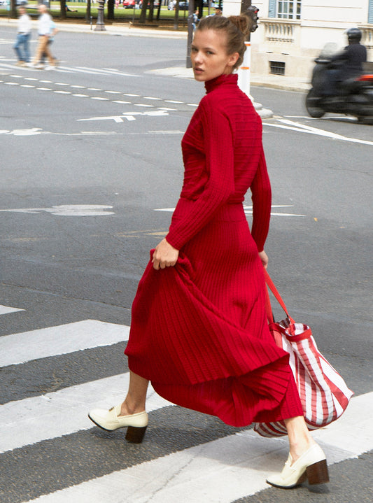 Robe longue en maille plissée Molli