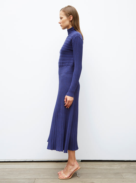 long pleated knit dress