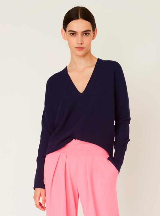 Tops, blouses de luxe femme - Top fin oversize à col V