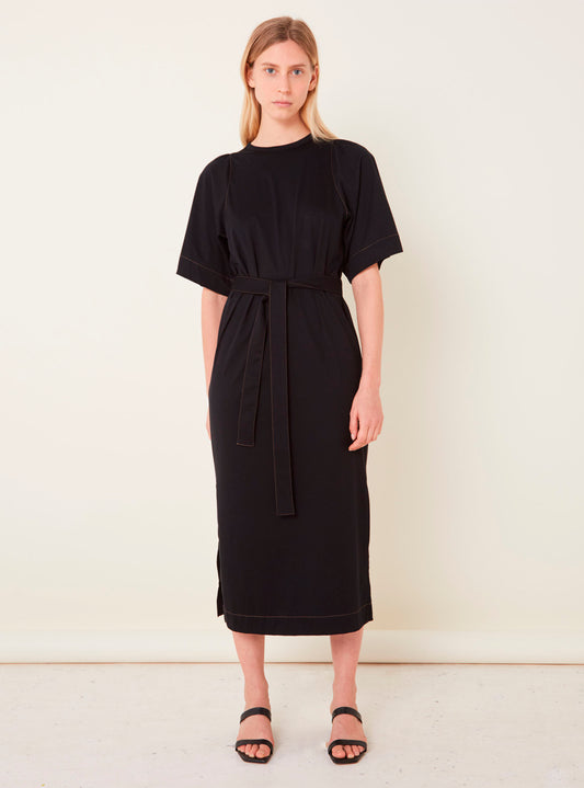 molli long dress with gathered sleeves