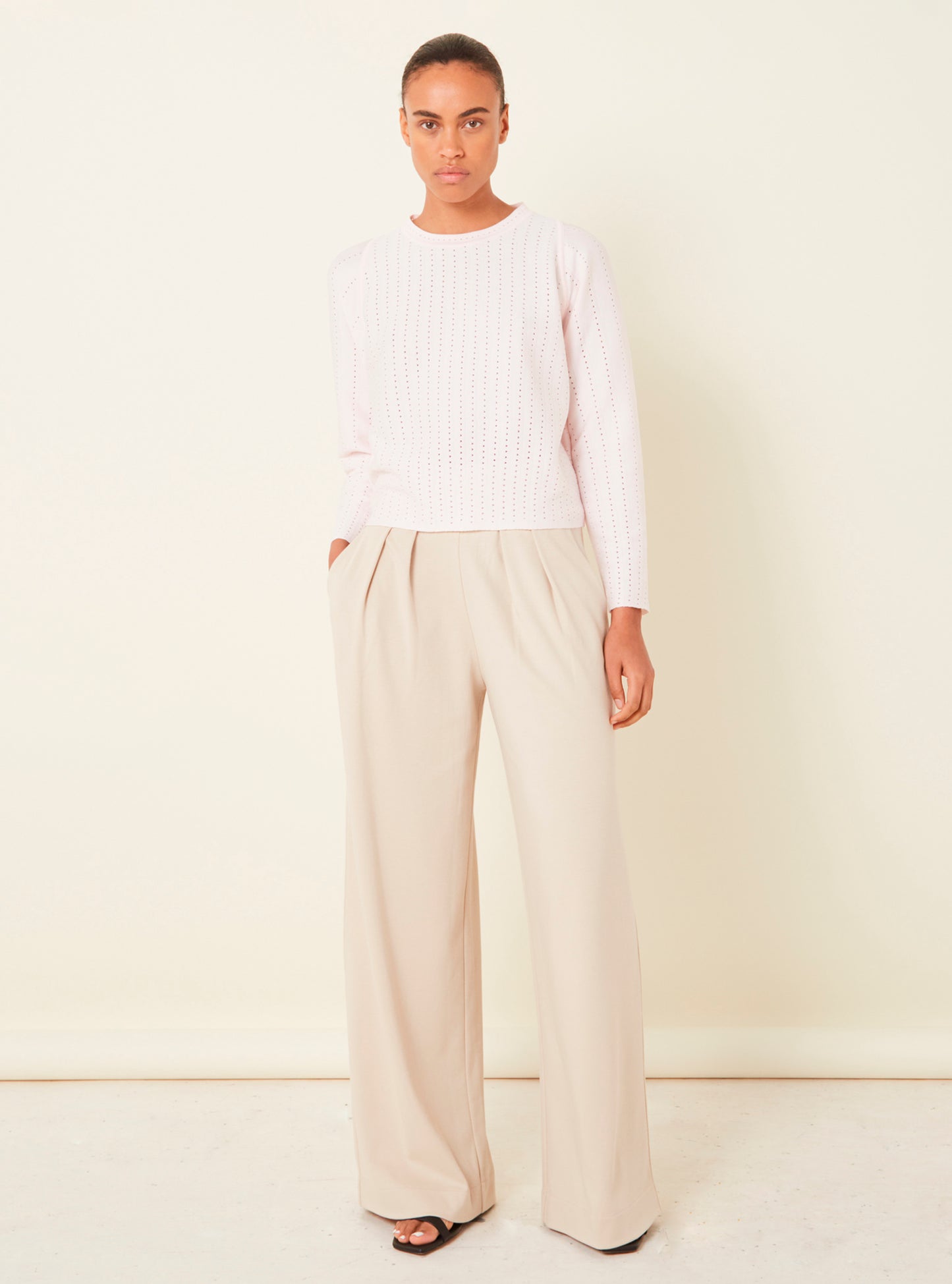 Pantalon ample à plis jersey - Vêtement en maille de luxe Molli