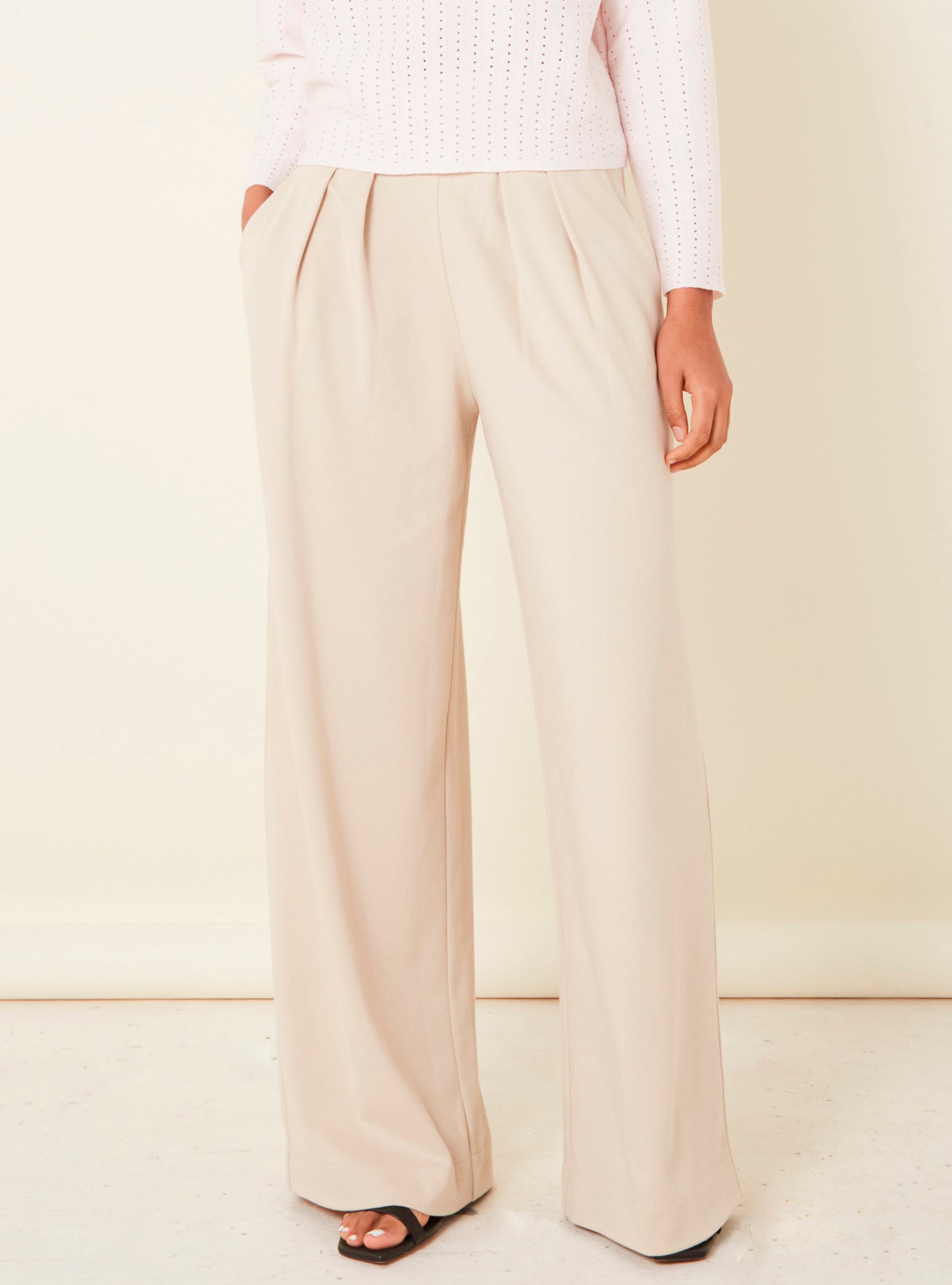 Pantalons de luxe femme - Pantalon ample à plis jersey