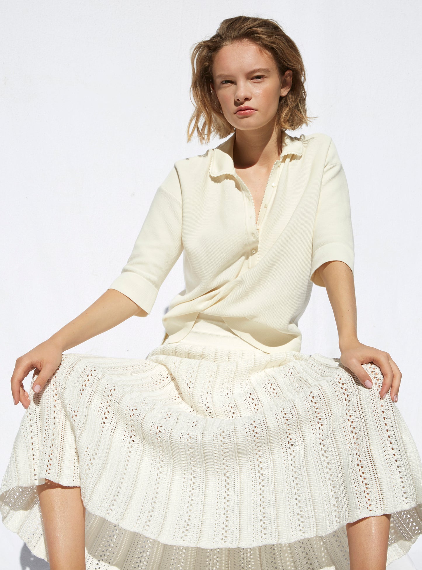 Jupe longue en maille guipure Molli - Vêtement femme luxe