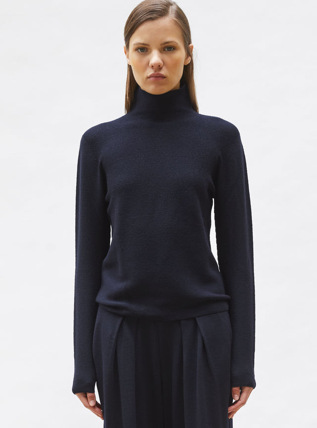 top maille point mousse col montant - Image principale