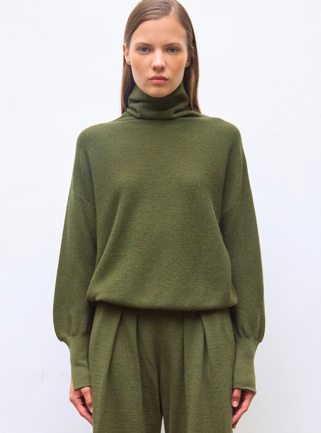 oversized slim top with stand-up collar - Image principale