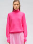 Top fin maille point mousse col montant Rose fluo - Vêtement en maille de luxe Molli