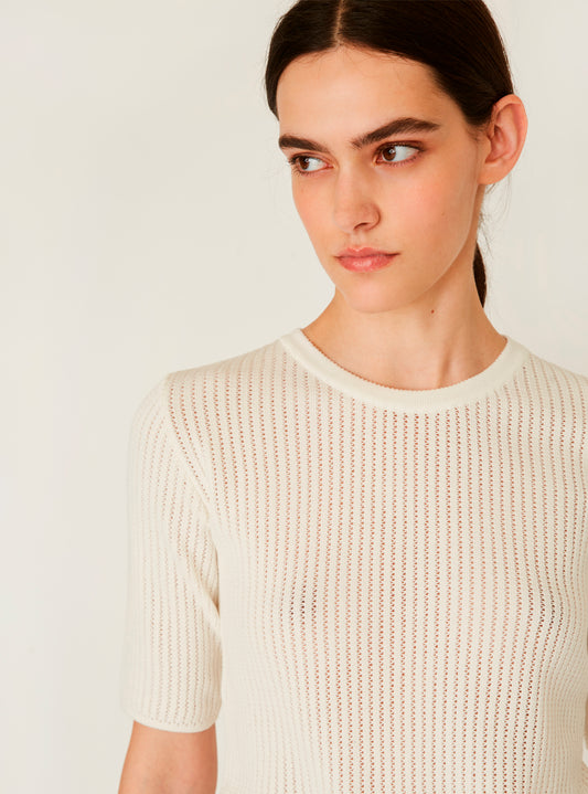 molli knit top with openwork stripes